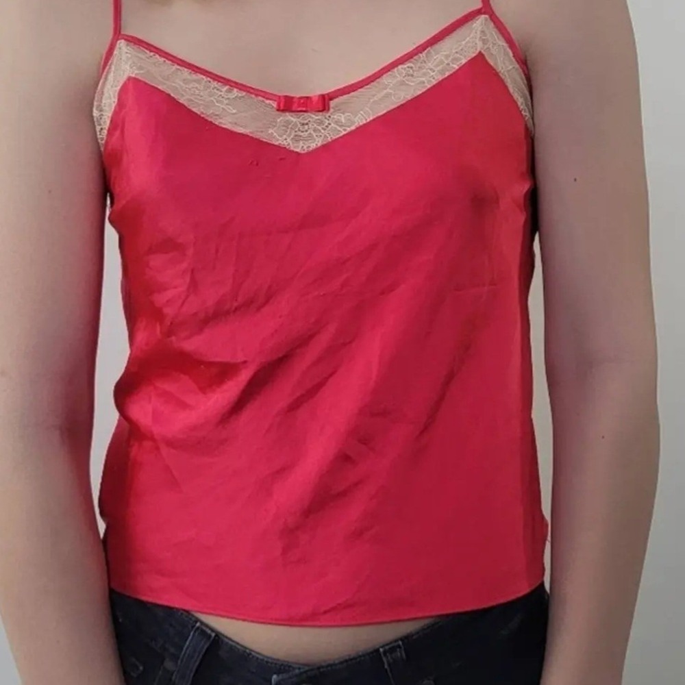 Victoria's Secret Red and Lace Cami Top Size Large